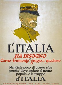 Italien har behov av kött, vete, fett och socker, 1917